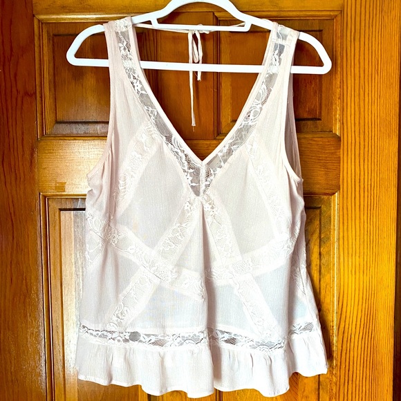 American Eagle Linen & Lace Tank Top - Picture 1 of 6